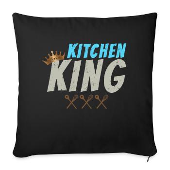 Kitchen King for vintage chefs and home cooks - Sofa pillowcase 17,3'' x 17,3'' (45 x 45 cm) - black - Front