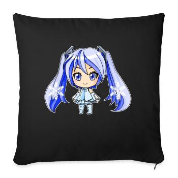 Yuki Miku, Hatune Miku winter version - Sofa pillowcase 17,3'' x 17,3'' (45 x 45 cm) - black - Front