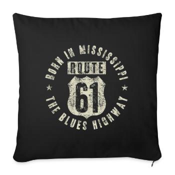 Mississippi The Blues Highway 61 Musique Usa - Housse de coussin décorative 45 x 45 cm - noir - Devant