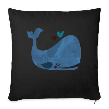 Blue Whale Bliss - Sofa pillowcase 17,3'' x 17,3'' (45 x 45 cm) - black - Front