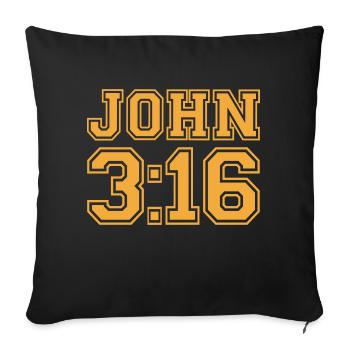 Jean 3:16 - Vêtements chrétiens - Housse de coussin décorative 45 x 45 cm - noir - Devant