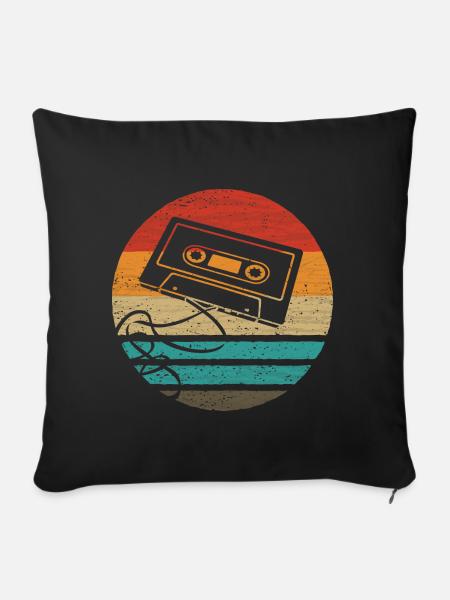 Kassette Retro Style Vintage - Sofakissenbezug 45 x 45 cm - Schwarz