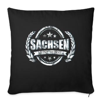 Meine Heimat ist Sachsen - Sofakissenbezug 45 x 45 cm - Schwarz - Vorne