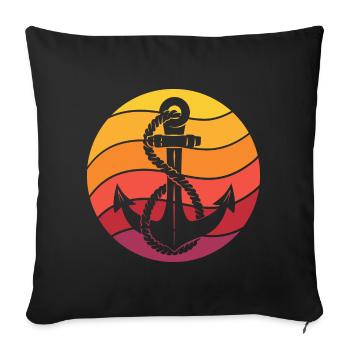 Anker Retro Style Vintage - Sofakissenbezug 45 x 45 cm - Schwarz - Vorne