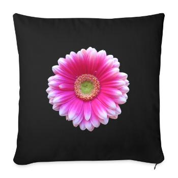 Gerbera pink Blüte Blume Blumenranke floral blumig - Sofakissenbezug 45 x 45 cm - Schwarz - Vorne