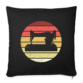 Sewing Machine Retro Style Vintage - Sofa pillowcase 17,3'' x 17,3'' (45 x 45 cm) - black - Front