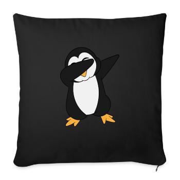 "Dabbing Penguin" A Cute Illustrated Penguin In - Sofa pillowcase 17,3'' x 17,3'' (45 x 45 cm) - black - Front