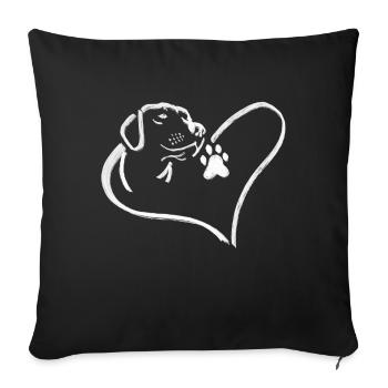 Hund Herz Hundeliebe Hundeliebhaber Geschenk - Sofakissenbezug 45 x 45 cm - Schwarz - Vorne