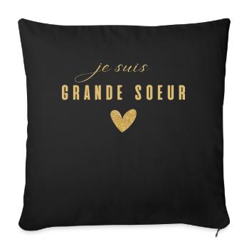 je suis grande sœur - Housse de coussin décorative 45 x 45 cm - noir - Devant