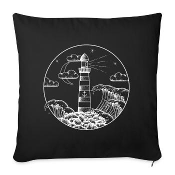 Lighthouse in storm SVENPAINT - Sofa pillowcase 17,3'' x 17,3'' (45 x 45 cm) - black - Front