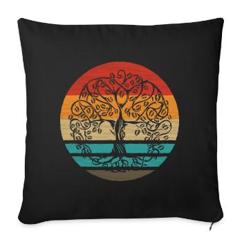 Tree Of Life Retro Style Vintage - Sofakissenbezug 45 x 45 cm - Schwarz - Vorne