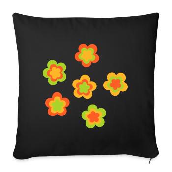 70s Flower Pattern - Sofa pillowcase 17,3'' x 17,3'' (45 x 45 cm) - black - Front