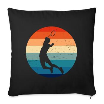 Joueuse de badminton féminine de badminton badminton - Housse de coussin décorative 45 x 45 cm - noir - Devant
