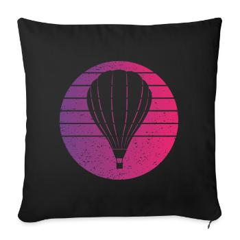Hot Air Balloon Retro Style Vintage - Sofa pillowcase 17,3'' x 17,3'' (45 x 45 cm) - black - Front