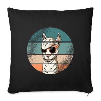 Lama Alpaca Animals Retro Vintage Idée Cadeau - Housse de coussin décorative 45 x 45 cm - noir - Devant