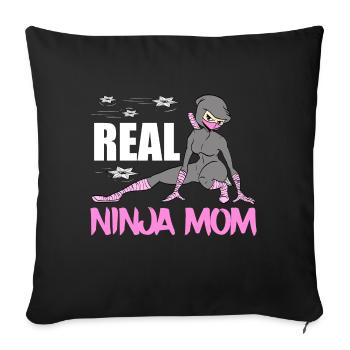 Real Ninja Mom Karate Martial Arts Fencer Ninja - Sofa pillowcase 17,3'' x 17,3'' (45 x 45 cm) - black - Front