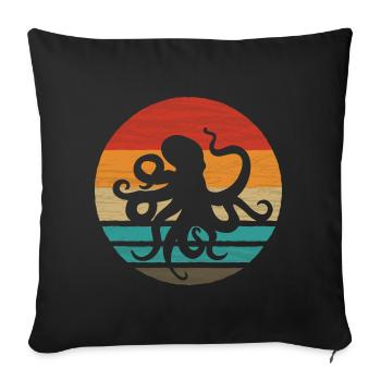 Octopus Retro Style Vintage - Sofa pillowcase 17,3'' x 17,3'' (45 x 45 cm) - black - Front