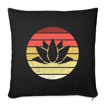Lotus Retro Style Vintage - Housse de coussin décorative 45 x 45 cm - noir - Devant