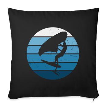wingfoil femmes wingsurfen hydrofoil foilwing - Housse de coussin décorative 45 x 45 cm - noir - Devant
