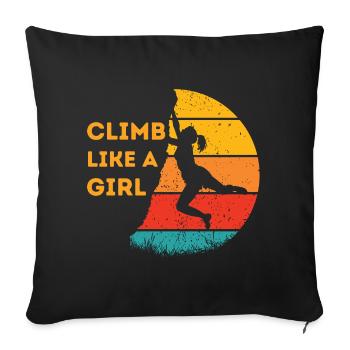 Trad Climbing - Climb like a Girl Rock Climbing - Sofa pillowcase 17,3'' x 17,3'' (45 x 45 cm) - black - Front