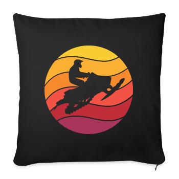 Snowmobile Retro Style Vintage - Sofa pillowcase 17,3'' x 17,3'' (45 x 45 cm) - black - Front