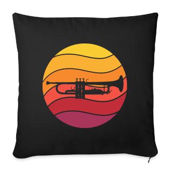 Trumpet Retro Style Vintage - Sofa pillowcase 17,3'' x 17,3'' (45 x 45 cm) - black - Front