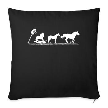 La vie est meilleure avec les chevaux Evolution - Housse de coussin décorative 45 x 45 cm - noir - Devant