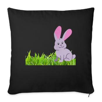 Rabbit on grass - Sofa pillowcase 17,3'' x 17,3'' (45 x 45 cm) - black - Front
