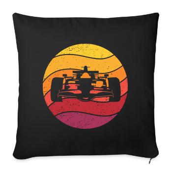 Voiture de course Retro Style Vintage - Housse de coussin décorative 45 x 45 cm - noir - Devant