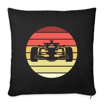 Voiture de course Retro Style Vintage - Housse de coussin décorative 45 x 45 cm - noir - Devant