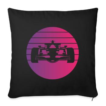 Voiture de course Retro Style Vintage - Housse de coussin décorative 45 x 45 cm - noir - Devant