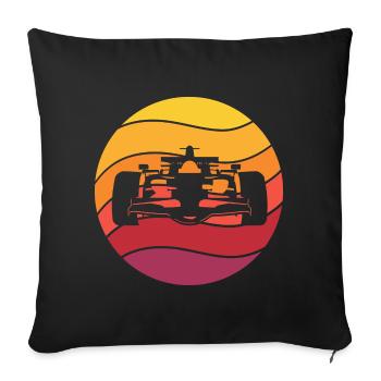 Voiture de course Retro Style Vintage - Housse de coussin décorative 45 x 45 cm - noir - Devant