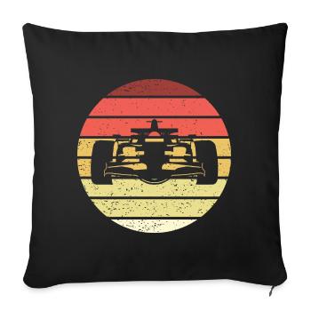 Voiture de course Retro Style Vintage - Housse de coussin décorative 45 x 45 cm - noir - Devant