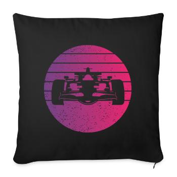 Voiture de course Retro Style Vintage - Housse de coussin décorative 45 x 45 cm - noir - Devant