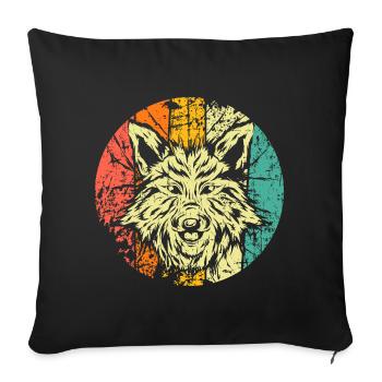 Fox head retro - Sofa pillowcase 17,3'' x 17,3'' (45 x 45 cm) - black - Front