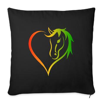 Neon Heart Life Is Better With Horses Design - Sofa pillowcase 17,3'' x 17,3'' (45 x 45 cm) - black - Front