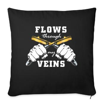 flows through my veins Design for a barber or - Sofa pillowcase 17,3'' x 17,3'' (45 x 45 cm) - black - Front
