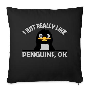 J’aime juste les pingouins - Housse de coussin décorative 45 x 45 cm - noir - Devant