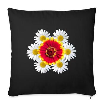 Zinnia with daisies Floral pattern Zinnia Flower - Sofa pillowcase 17,3'' x 17,3'' (45 x 45 cm) - black - Front