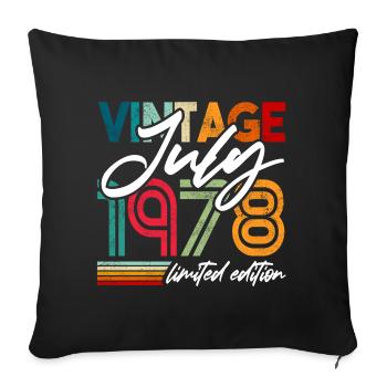 Vintage born July 1978 Birthday July 1978 - Sofa pillowcase 17,3'' x 17,3'' (45 x 45 cm) - black - Front