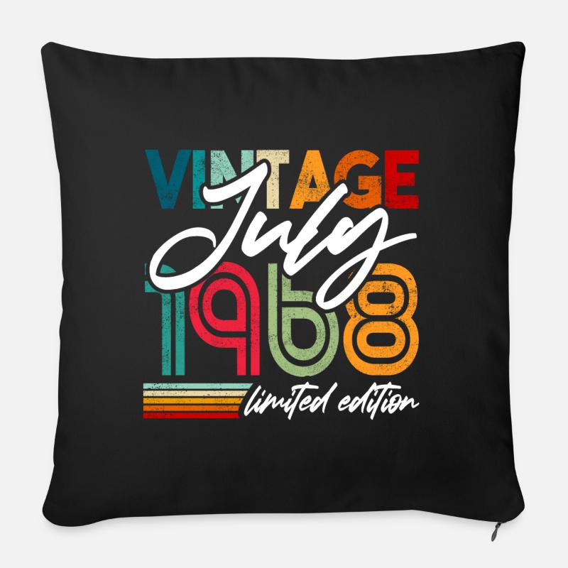 Vintage geboren Juli 1968 Geburtstag Juli 1968 - Sofakissenbezug 45 x 45 cm - Schwarz