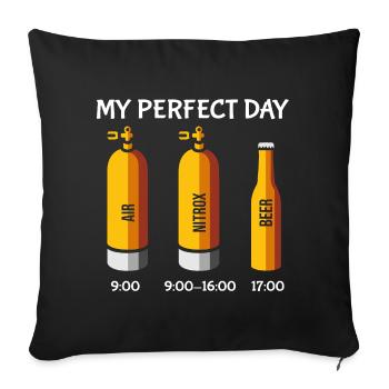 My Perfect Day Air Beer Diving Scuba Plongeurs - Housse de coussin décorative 45 x 45 cm - noir - Devant