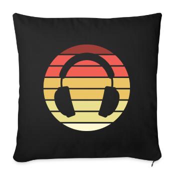 Headphones Retro Style Vintage - Sofa pillowcase 17,3'' x 17,3'' (45 x 45 cm) - black - Front