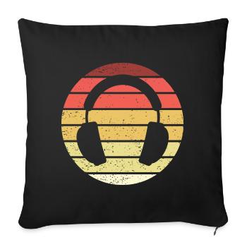 Headphones Retro Style Vintage - Sofa pillowcase 17,3'' x 17,3'' (45 x 45 cm) - black - Front