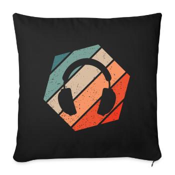 Headphones Retro Style Vintage - Sofa pillowcase 17,3'' x 17,3'' (45 x 45 cm) - black - Front