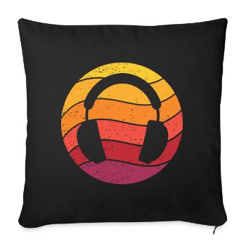 Headphones Retro Style Vintage - Sofa pillowcase 17,3'' x 17,3'' (45 x 45 cm) - black - Front