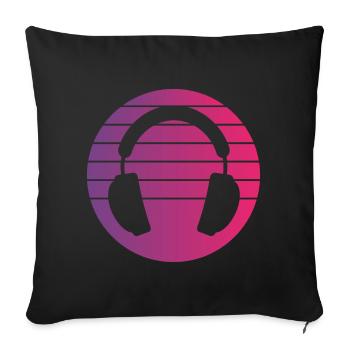 Headphones Retro Style Vintage - Sofa pillowcase 17,3'' x 17,3'' (45 x 45 cm) - black - Front