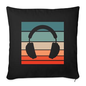 Headphones Retro Style Vintage - Sofa pillowcase 17,3'' x 17,3'' (45 x 45 cm) - black - Front