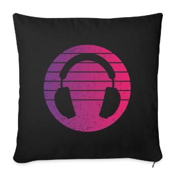 Headphones Retro Style Vintage - Sofa pillowcase 17,3'' x 17,3'' (45 x 45 cm) - black - Front
