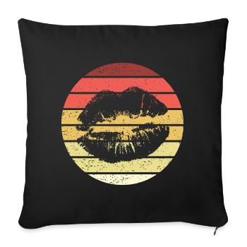Lèvres Retro Style Vintage - Housse de coussin décorative 45 x 45 cm - noir - Devant